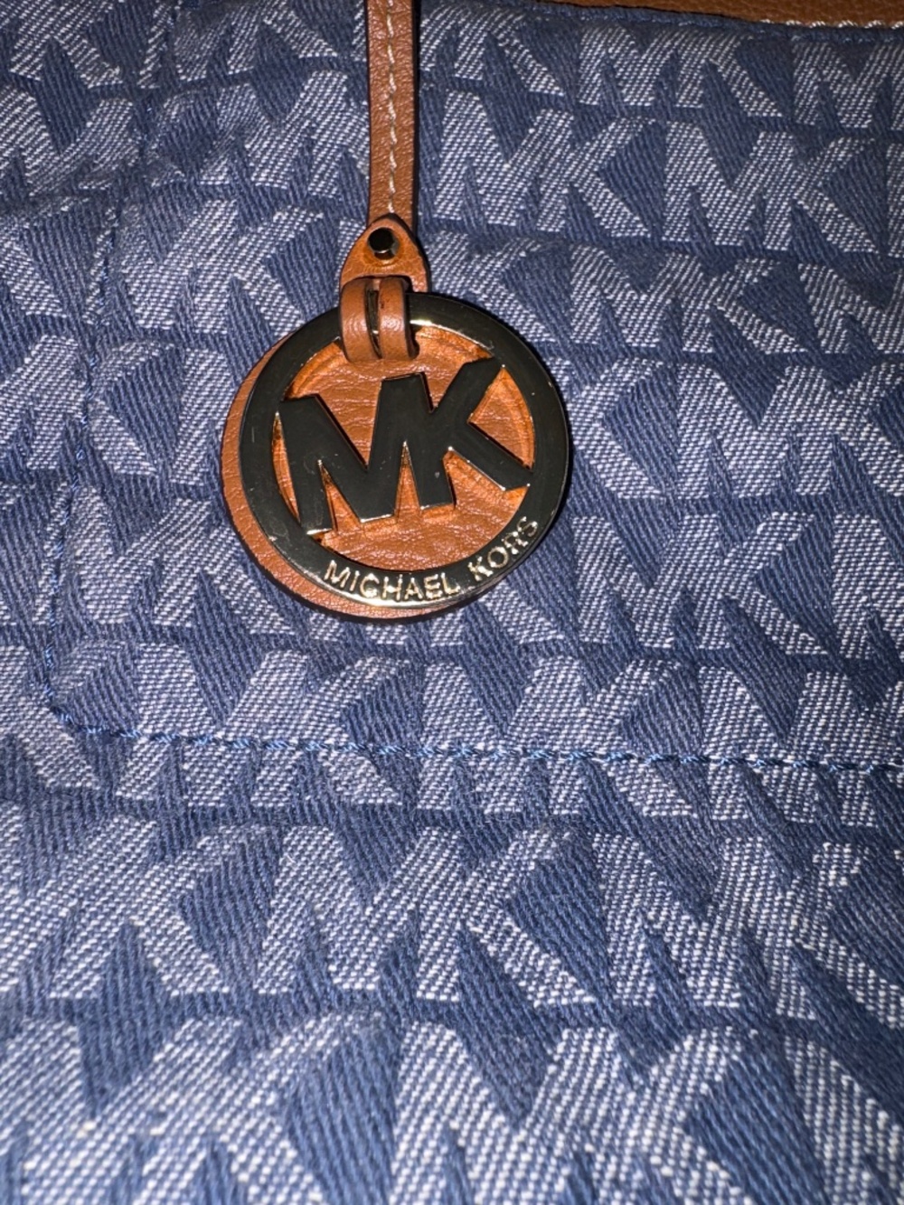 Michael Kors Marina Leather/Denim MK Logo bag - Picture 9 of 12